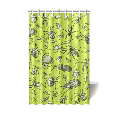 insects spiders creepy crawlers halloween green Shower Curtain 48"x72"