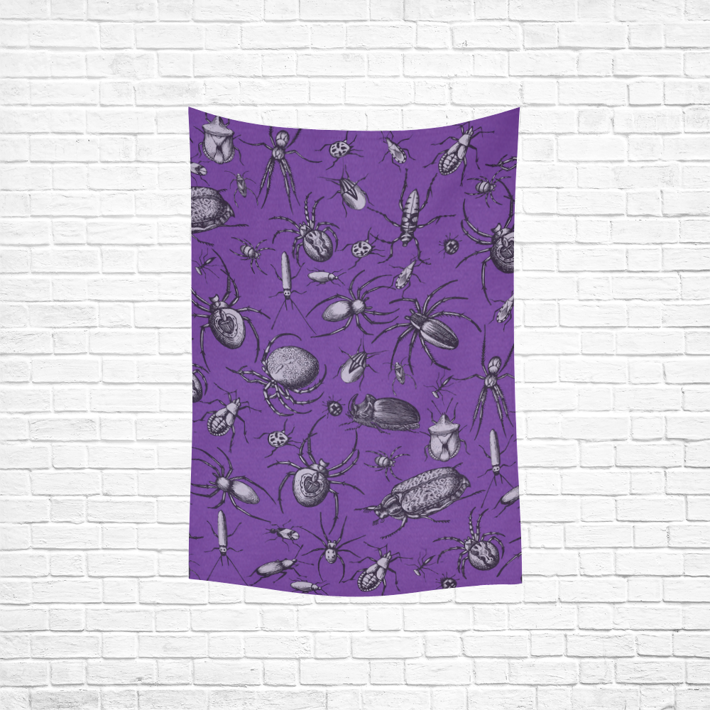 spiders creepy crawlers insects purple halloween Cotton Linen Wall Tapestry 40"x 60"