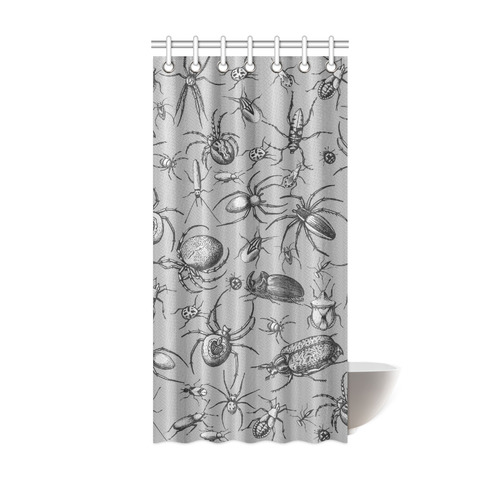 beetles spiders creepy crawlers insects grey Shower Curtain 36"x72"