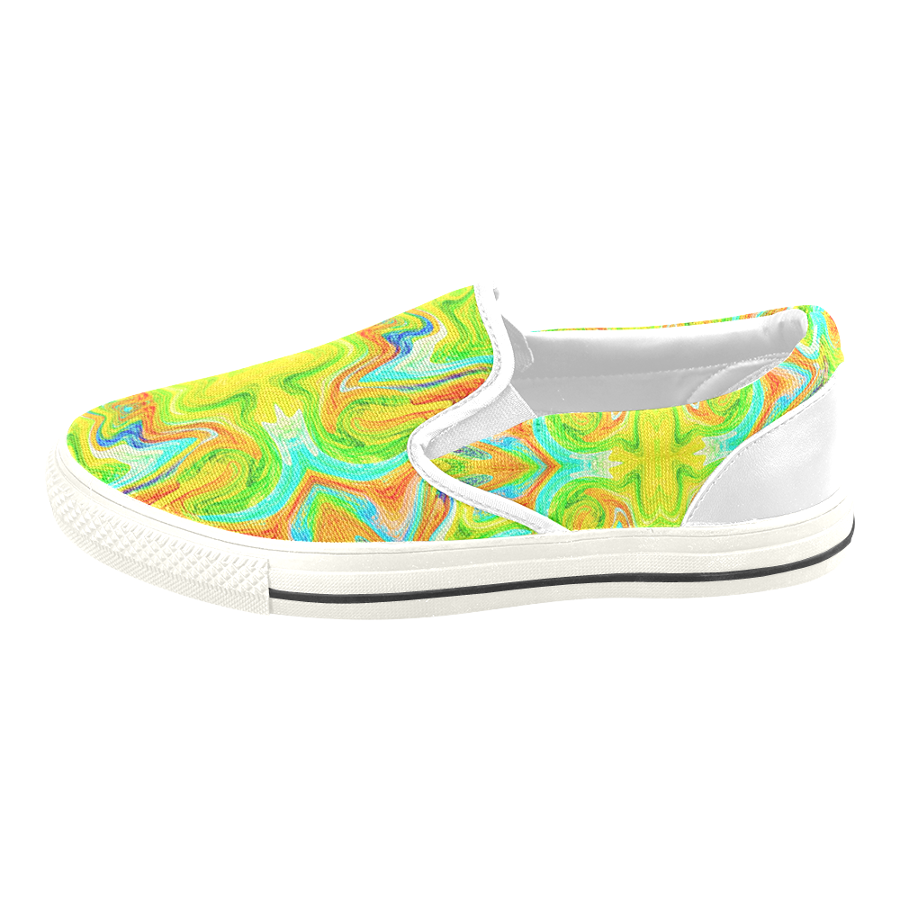 Multicolor Abtract Figure Men's Unusual Slip-on Canvas Shoes (Model 019)