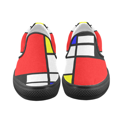 Mosaic DE STIJL Style black yellow red blue Men's Unusual Slip-on Canvas Shoes (Model 019)