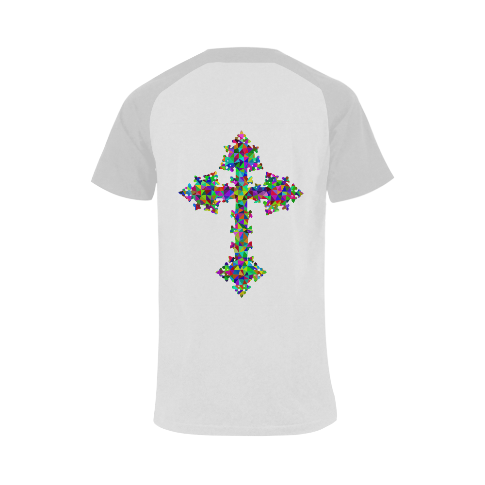 Abstract Triangle Cross Grey Men's Raglan T-shirt Big Size (USA Size) (Model T11)