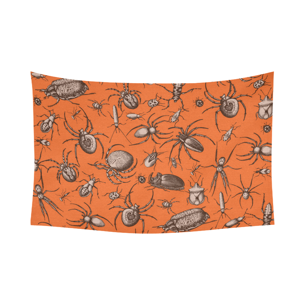beetles spiders creepy crawlers insects halloween Cotton Linen Wall Tapestry 90"x 60"