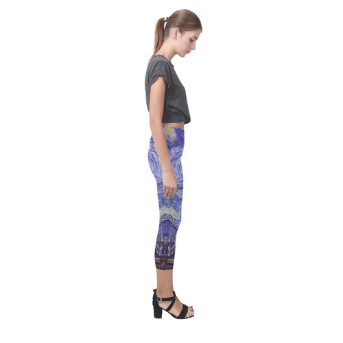 Vincent Van Gogh Starry Night Capri Legging (Model L02)