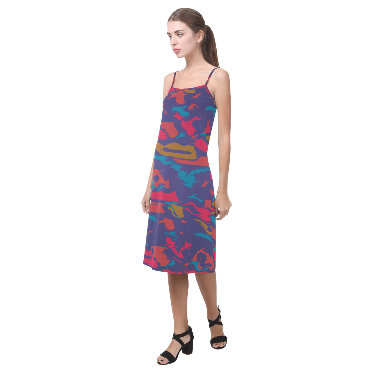 Chaos in retro colors Alcestis Slip Dress (Model D05)