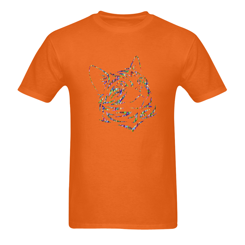 Abstract Triangle Cat Orange Men's T-Shirt in USA Size (Two Sides Printing)