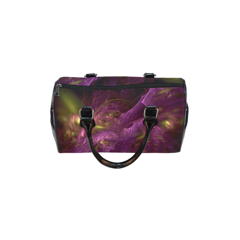 Yellow and purple blades fractal Boston Handbag (Model 1621)