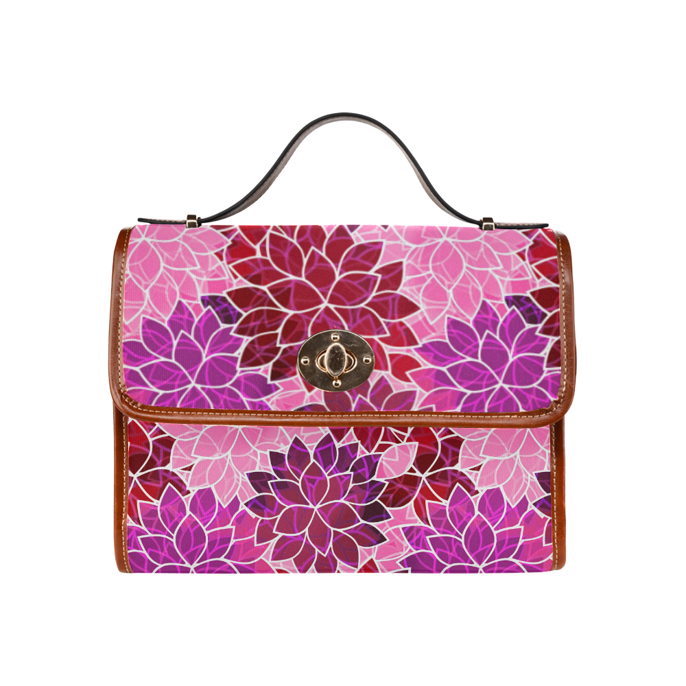 Beautiful Pink Flowers Waterproof Canvas Bag/All Over Print (Model 1641 ...