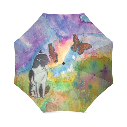 Cat and Monarchs Foldable Umbrella (Model U01)