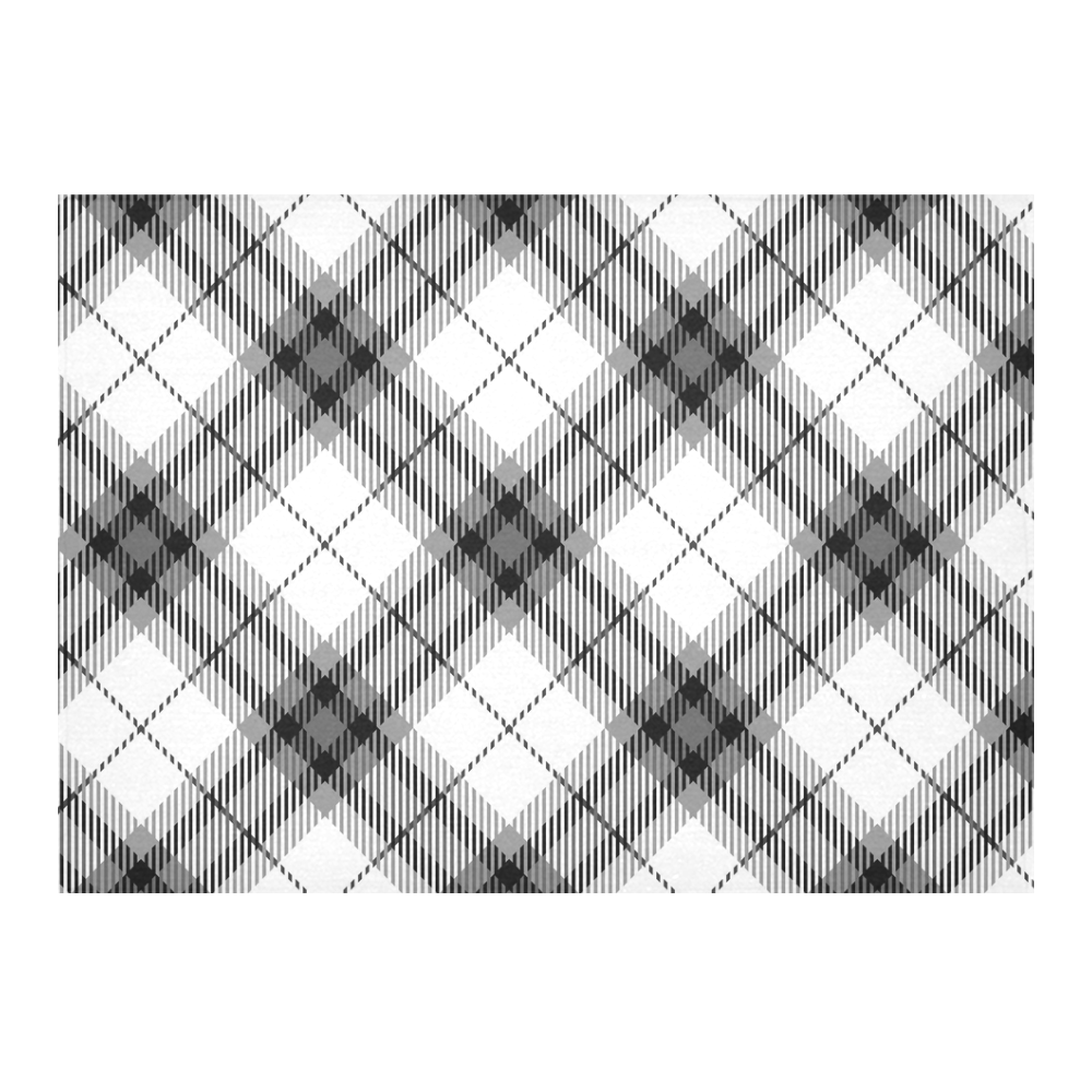black and white plaid Cotton Linen Tablecloth 60"x 84"