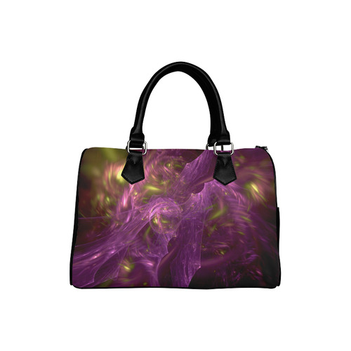 Yellow and purple blades fractal Boston Handbag (Model 1621)