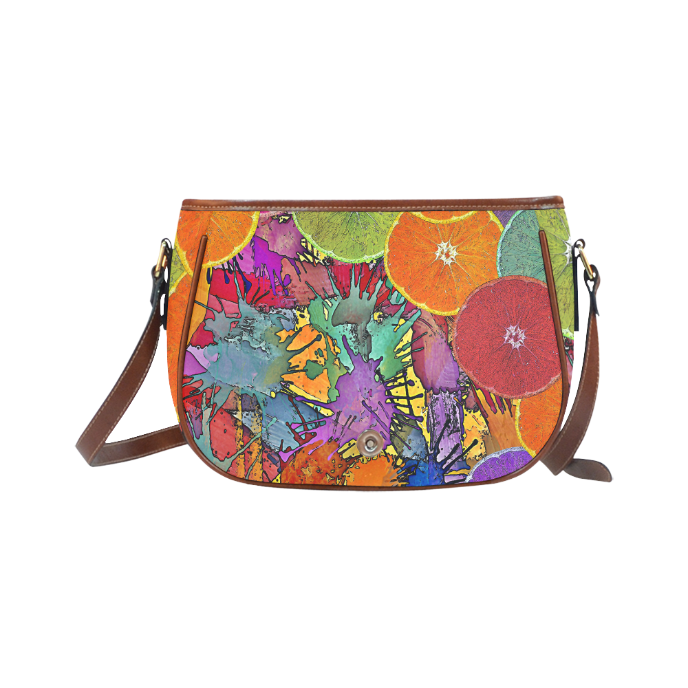 Pop Art Pattern Mix ORANGES SPLASHES multicolored Saddle Bag/Small (Model 1649) Full Customization