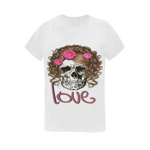 Miss Skull Women's T-Shirt in USA Size (Two Sides Printing)