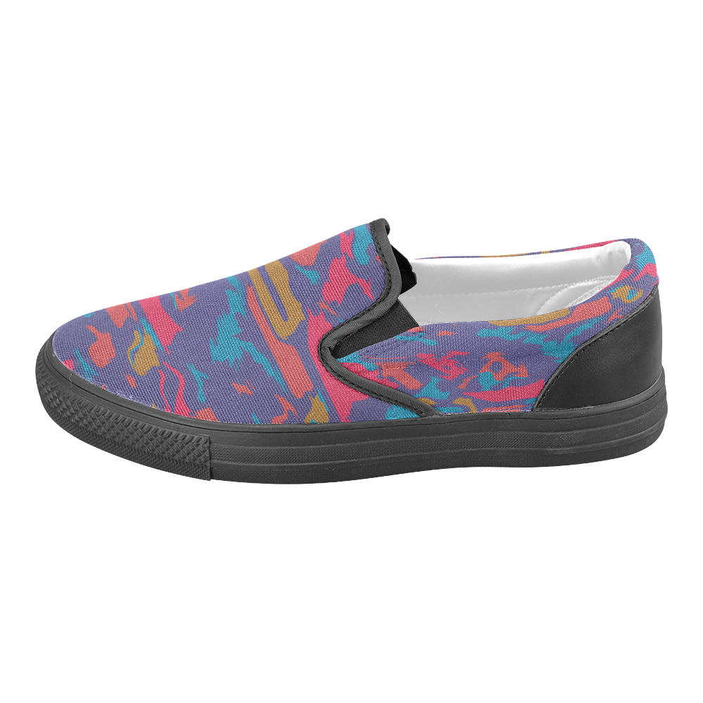 Chaos in retro colors Men's Unusual Slip-on Canvas Shoes (Model 019)