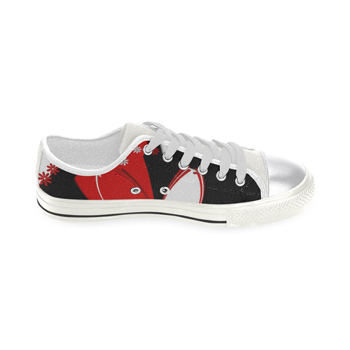Quillt Flower Red White Canvas Women's Shoes/Large Size (Model 018)