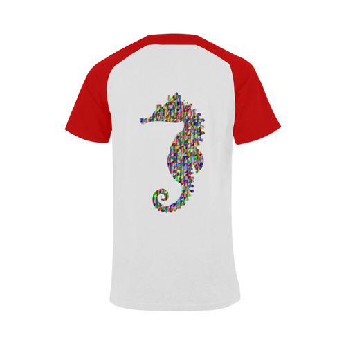 Abstract Triangle Seahorse Red Men's Raglan T-shirt Big Size (USA Size) (Model T11)