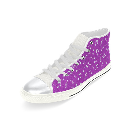 cute music pattern F High Top Canvas Women's Shoes/Large Size (Model 017)