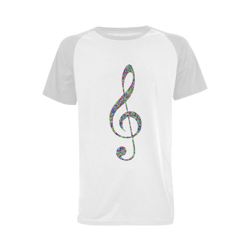 Abstract Triangle Music Note Grey Men's Raglan T-shirt Big Size (USA Size) (Model T11)