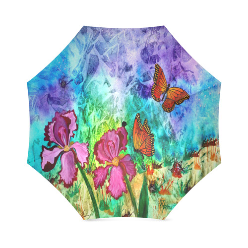 Pink Iris Foldable Umbrella (Model U01)
