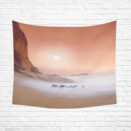 Peachy morning Cotton Linen Wall Tapestry 60"x 51"