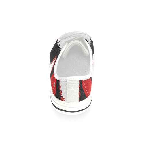 Quillt Flower Red White Canvas Women's Shoes/Large Size (Model 018)