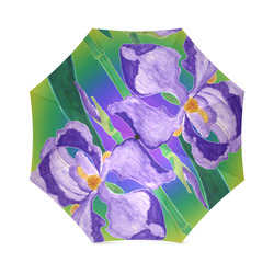 Purple Iris Diagonal Rainbow Foldable Umbrella (Model U01)