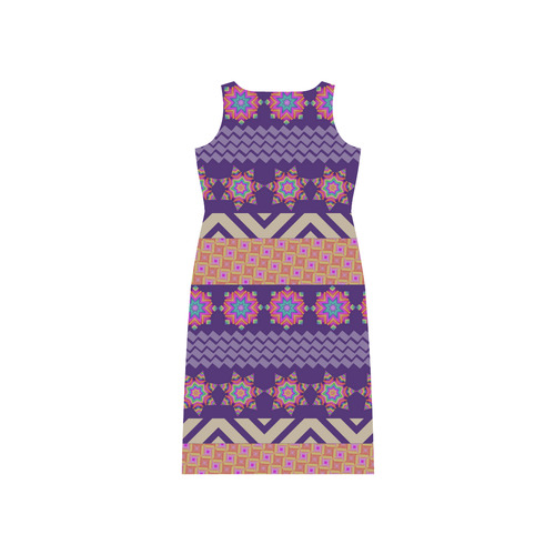 Colorful Winter Pattern Phaedra Sleeveless Open Fork Long Dress (Model D08)