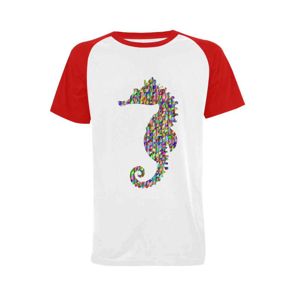 Abstract Triangle Seahorse Red Men's Raglan T-shirt Big Size (USA Size) (Model T11)