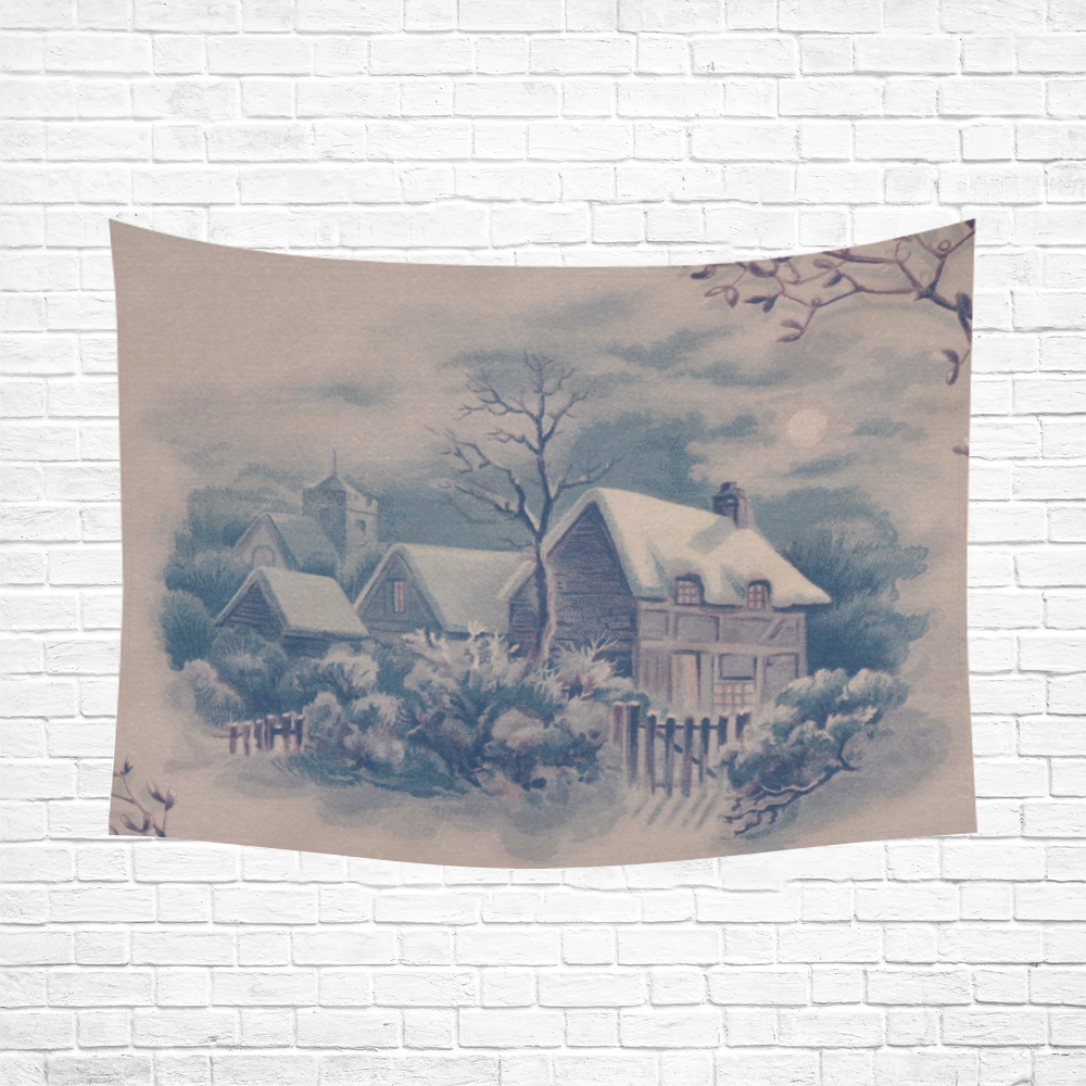 winter scene C Cotton Linen Wall Tapestry 80"x 60"