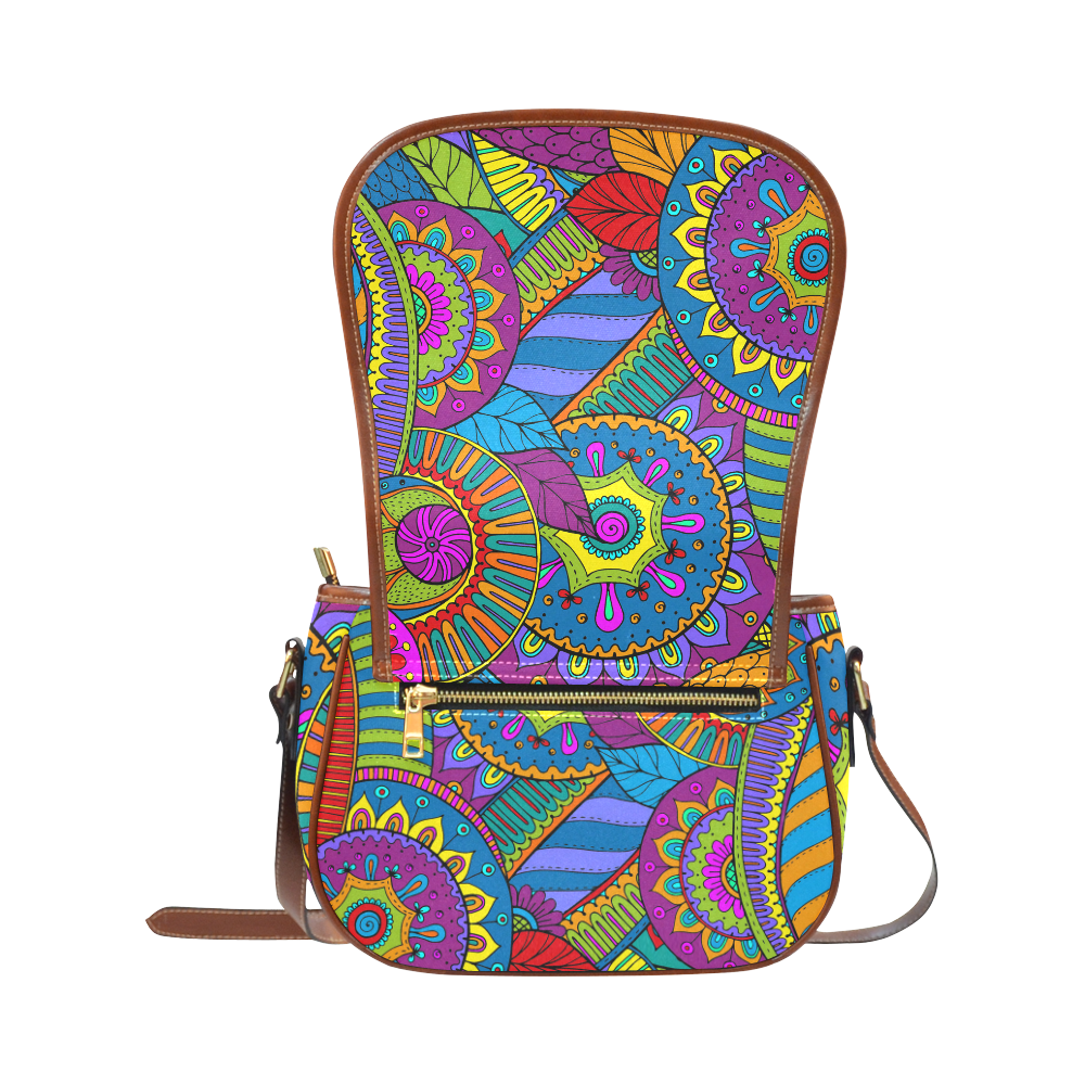 Pop Art PAISLEY Ornaments Pattern multicolored Saddle Bag/Small (Model 1649) Full Customization