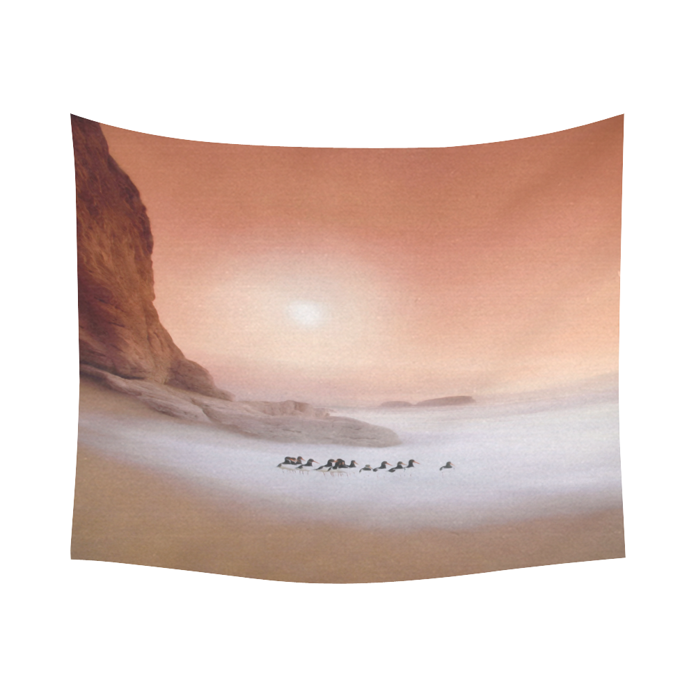 Peachy morning Cotton Linen Wall Tapestry 60"x 51"