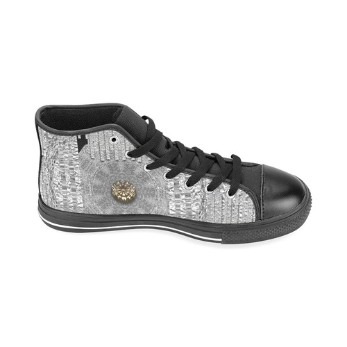 Wonderful gold flowers on silver Men’s Classic High Top Canvas Shoes /Large Size (Model 017)