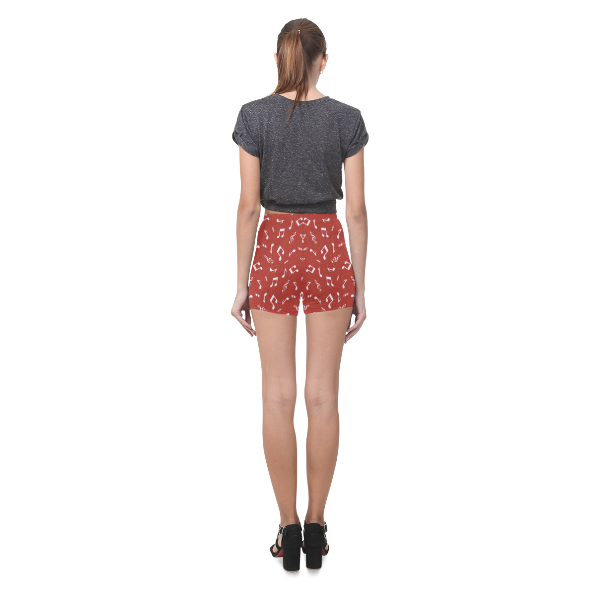 cute music pattern D Briseis Skinny Shorts (Model L04)