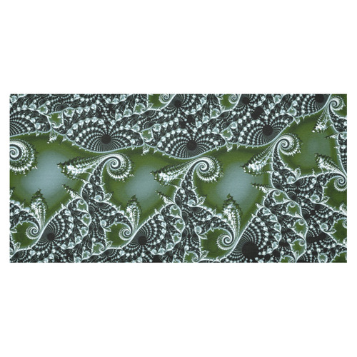 Shiny Turquoise White Fractal Art Cotton Linen Tablecloth 60"x120"