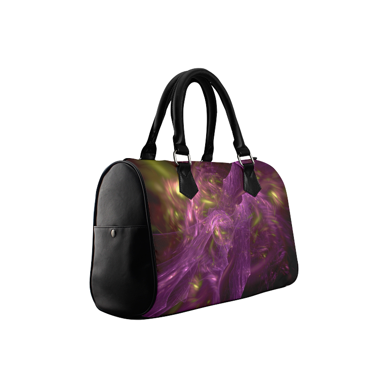 Yellow and purple blades fractal Boston Handbag (Model 1621)