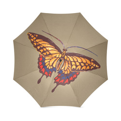 Swallowtail Tan Foldable Umbrella (Model U01)