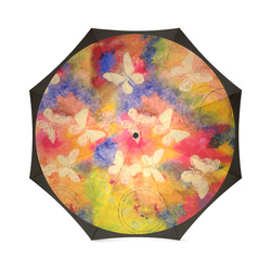 Butterfly Vestige Brown Trim Foldable Umbrella (Model U01)