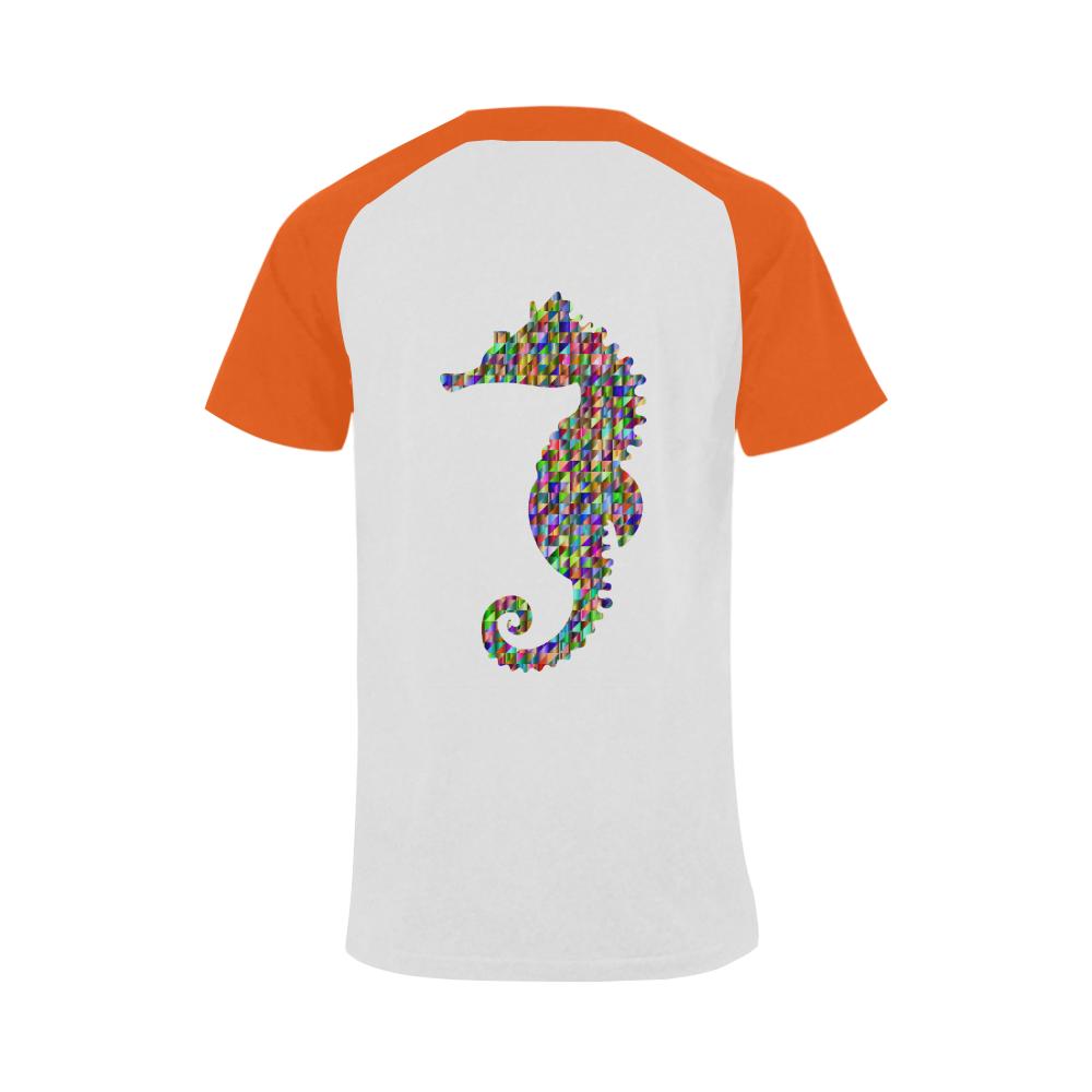 Abstract Triangle Seahorse Orange Men's Raglan T-shirt Big Size (USA Size) (Model T11)