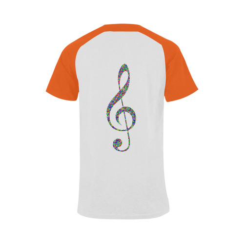 Abstract Triangle Music Note Orange Men's Raglan T-shirt Big Size (USA Size) (Model T11)