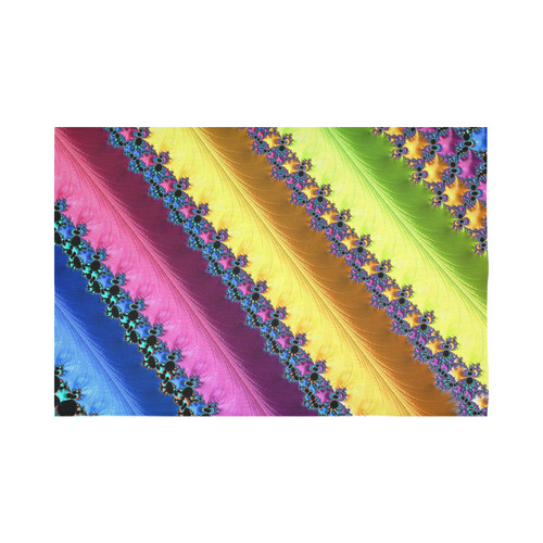 Blue Pink Yellow Green Fractal Cotton Linen Wall Tapestry 90"x 60"