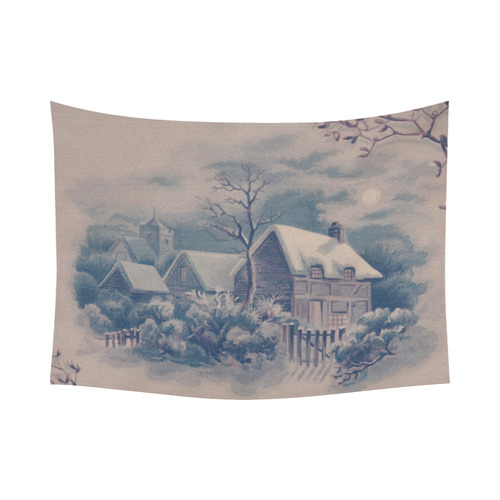 winter scene C Cotton Linen Wall Tapestry 80"x 60"