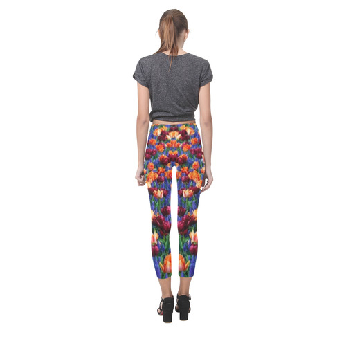 Colorful Tulips and Purple Hyacinth Capri Legging (Model L02)