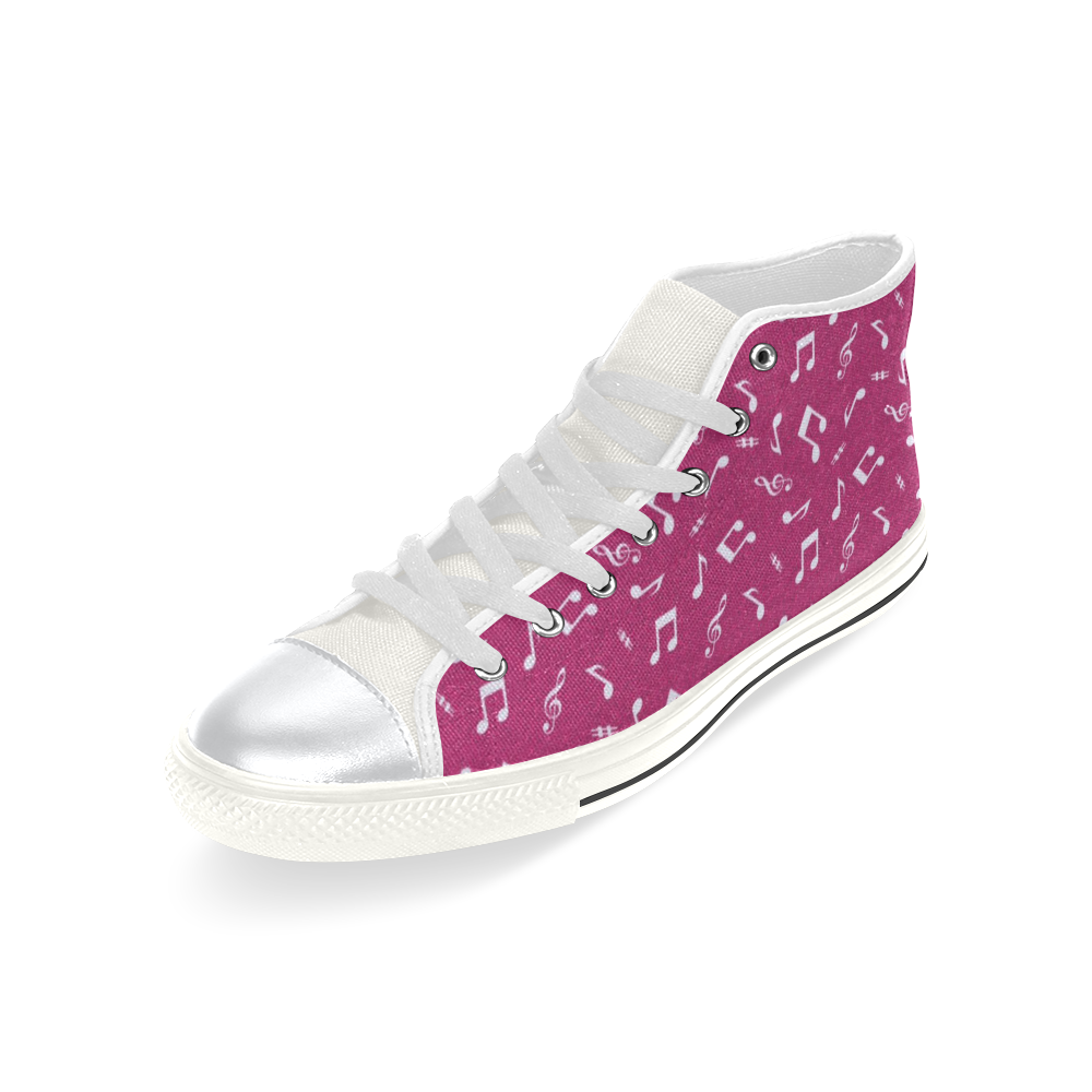 cute music pattern E High Top Canvas Women's Shoes/Large Size (Model 017)