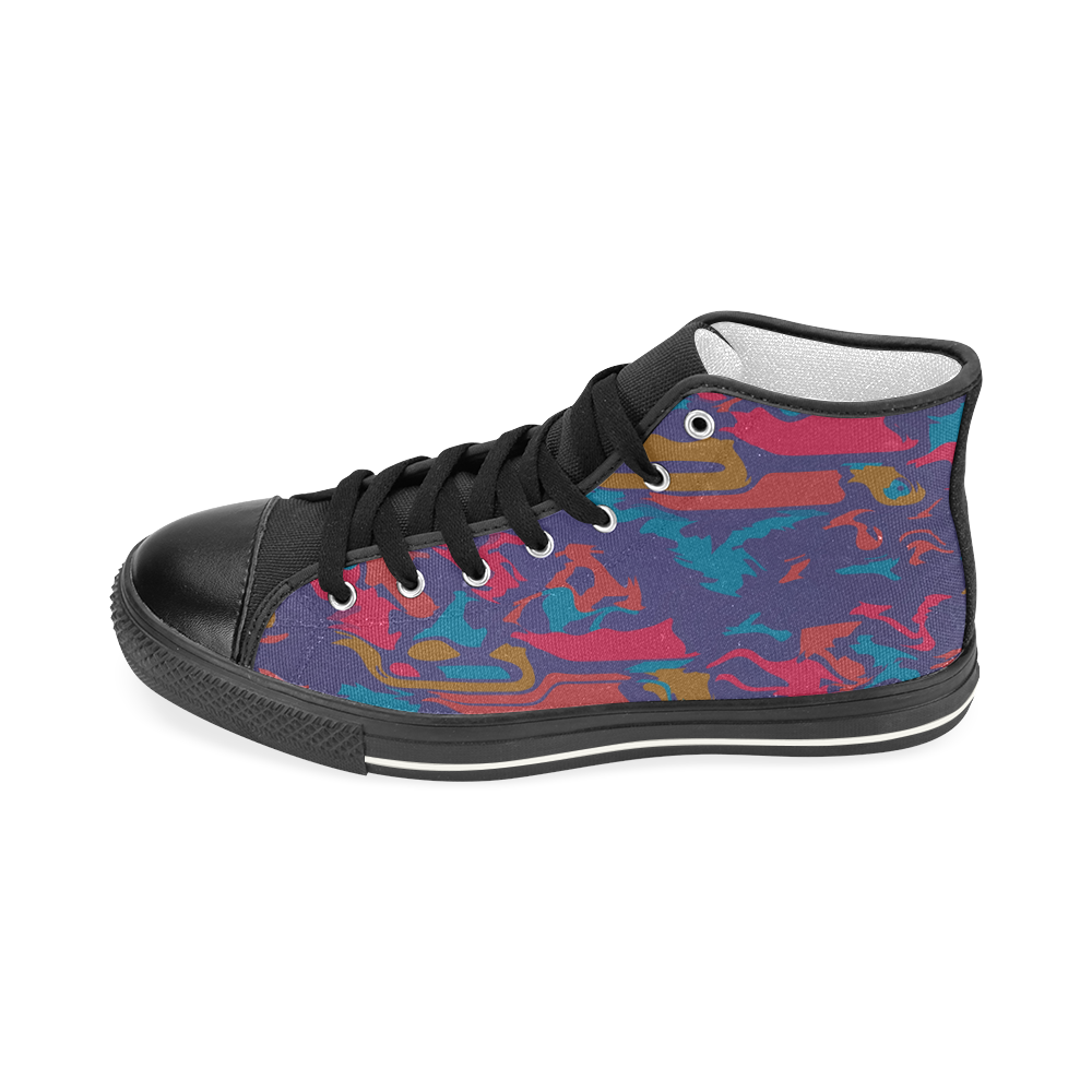 Chaos in retro colors Women's Classic High Top Canvas Shoes (Model 017)