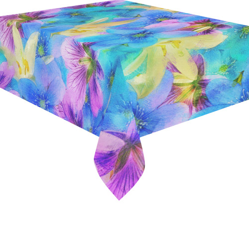 Vivid Floral Pattern Cotton Linen Tablecloth 52"x 70"