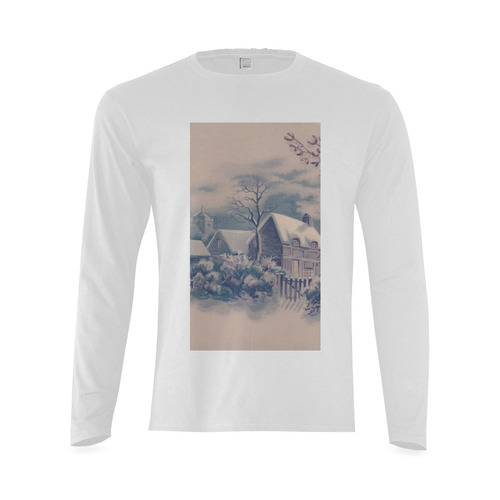 winter scene C Sunny Men's T-shirt (long-sleeve) (Model T08)