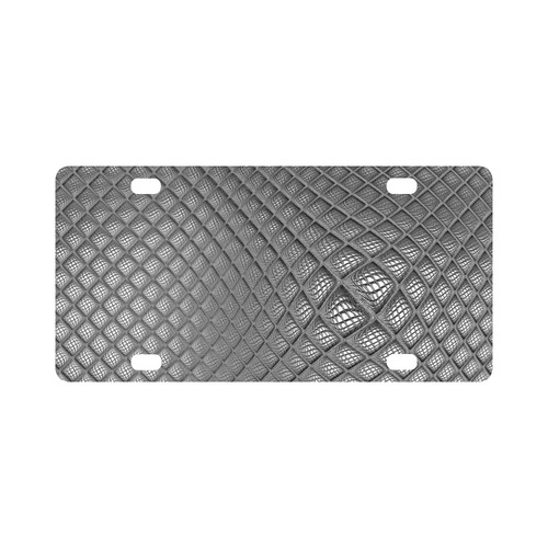Bump Grid Black and White Classic License Plate