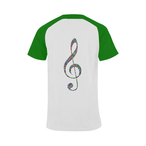 Abstract Triangle Music Note Green Men's Raglan T-shirt Big Size (USA Size) (Model T11)