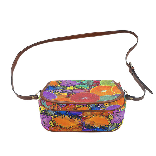 Pop Art Pattern Mix ORANGES SPLASHES multicolored Saddle Bag/Large (Model 1649)