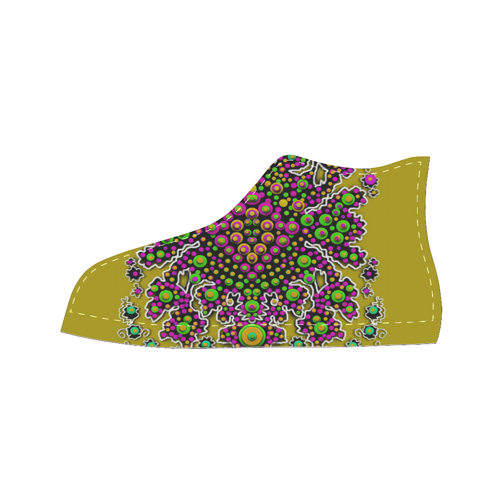 Fantasy flower peacock Mermaid with  pop art High Top Canvas Women's Shoes/Large Size (Model 017)
